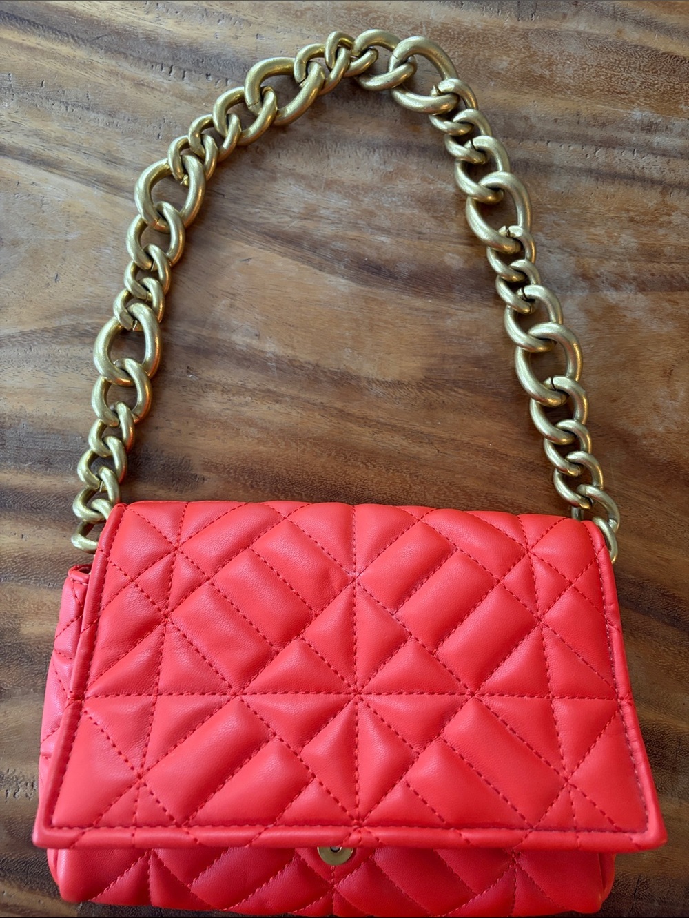 Zara Quilted Shoulder Bag with Gold Chain